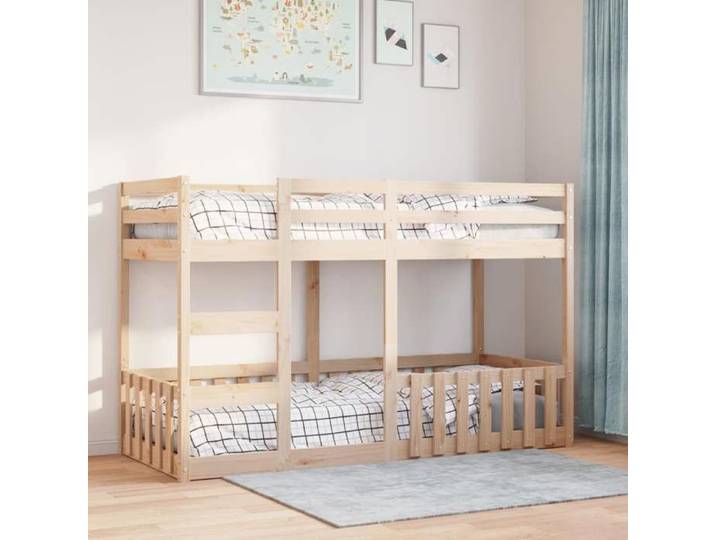 MANGO Lit superposé 90x190 cm Bois de pin massif Barrière de sécurité Séparable en 2 lit LLL23