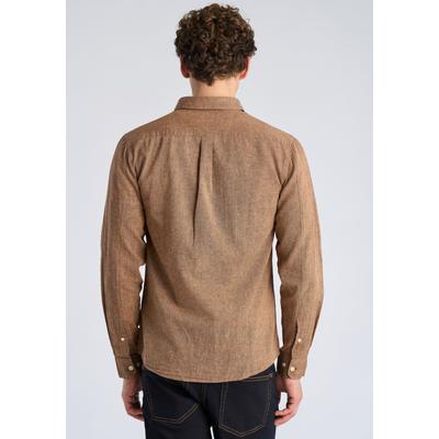 Leinenhemd LINDBERGH "Leinenhemd (Langarm) Relaxed Fit", Herren, Gr. M, Normalgrößen, braun, Obermaterial: 55% Leinen, 45% Baumwolle, Hemden