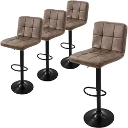 BARHOCKER 4er Set Braun aus Kunstleder höhenverstellbar/drehbar