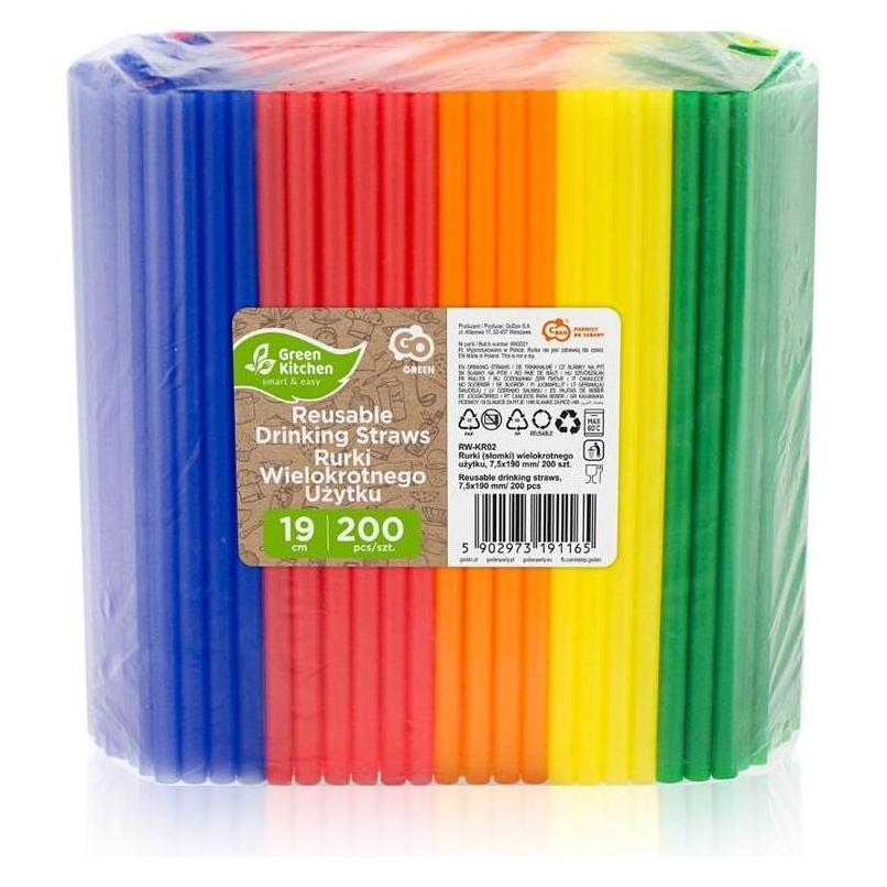 GoDan Wiederverwendbare Strohhalme, Farbmischung, 200 Stück (54625015)