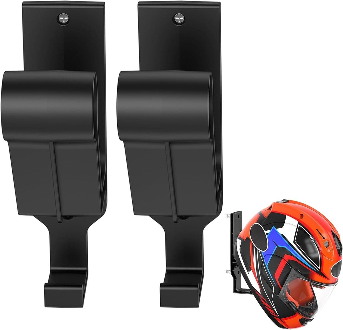 Wandbeugel Motorhelmenrek Dubbele haak en ophangsysteem 2-pack