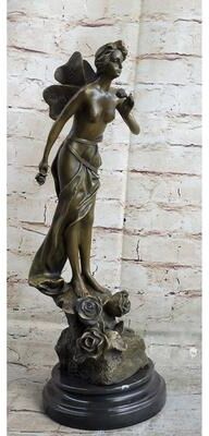 Bronzhaus Signed: Villanis, Bronze Art Nouveau Fairy Sculpture Figure Hot Cast Figurine