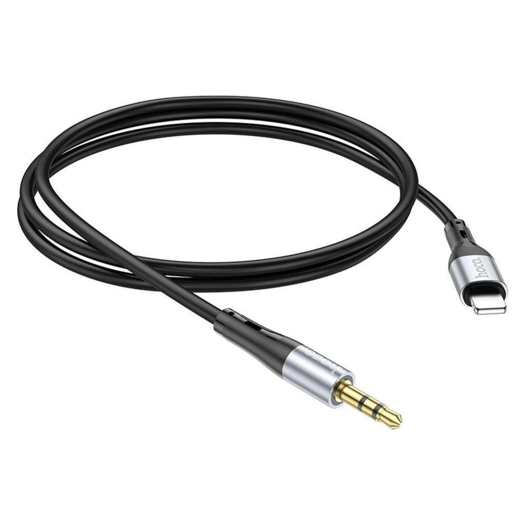 Hoco Cable Cable AUX Jack 3,5 mm to Lightning 1 m UPA22 black (1 m, AUX Kabel) (6931474769473)