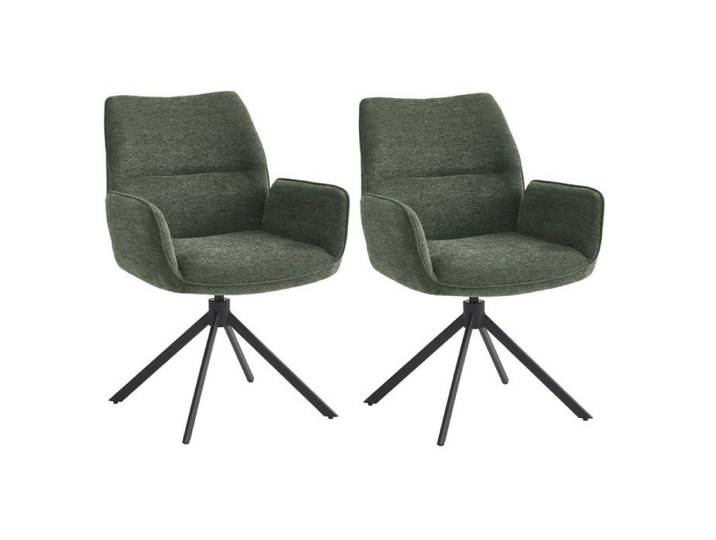 CARLOTTA - Lot de 2 Fauteuils de table Pivotants Tissu Coloris Vert