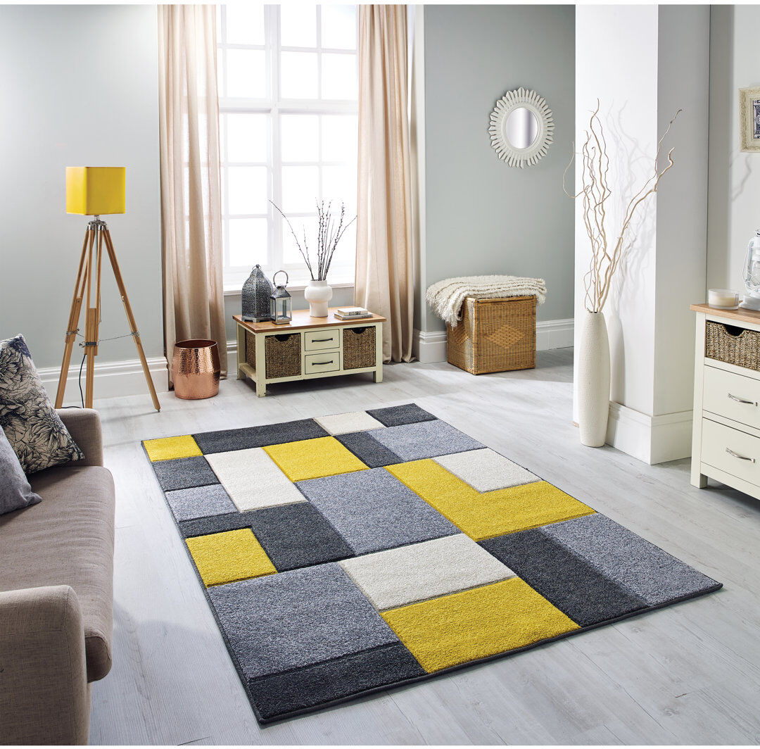Wade Logan Jenner Geometric Area Rug Grey/Yellow/White Rectangle 200cm x 285 cm