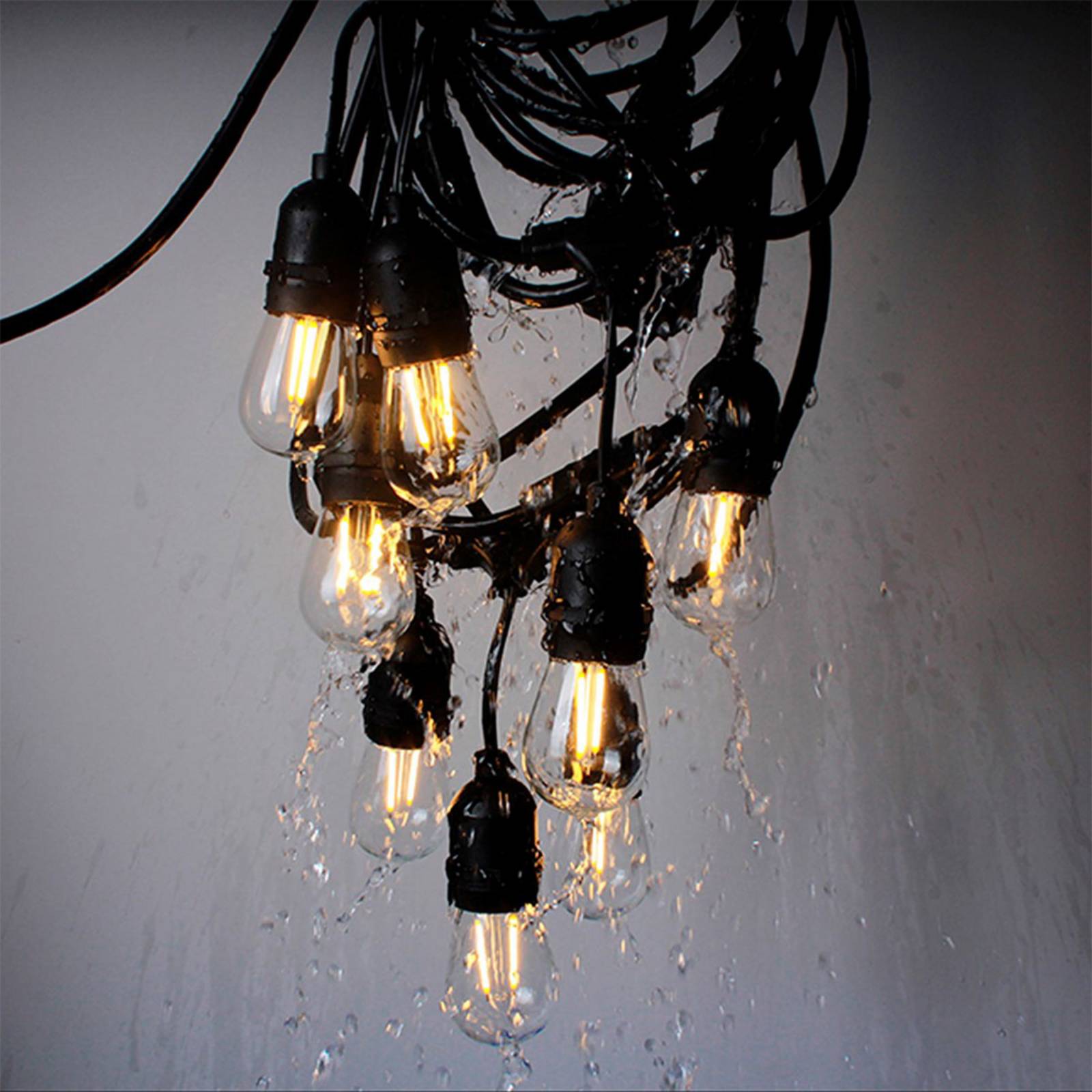 Außenlichterkette Girlanda, schwarz, IP44, 10 m, 10-flg. Girlanda Eko-Light, schwarz, Kunststoff, Junges Wohnen