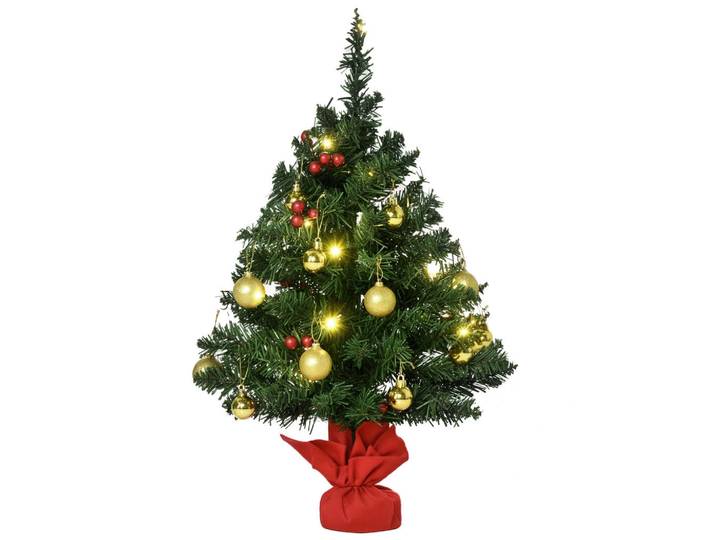 ComfortXL Weihnachtsbaum De-41614 Mini 60 cm, LED und Kugeln Mehrfarbig, Grün, Kunststoff, 60 cm, Dekoration, Weihnachtsdekoration, Christbäume & Zubehör