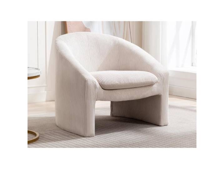 Fauteuil en velours côtelé crème OSSANA