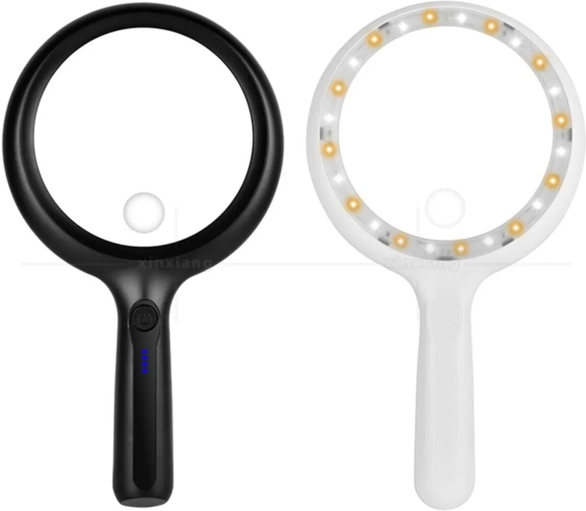 INF 28x/56x Handlupe mit 24 LED-Leuchten - Beleuchtete Leselupe Weiß