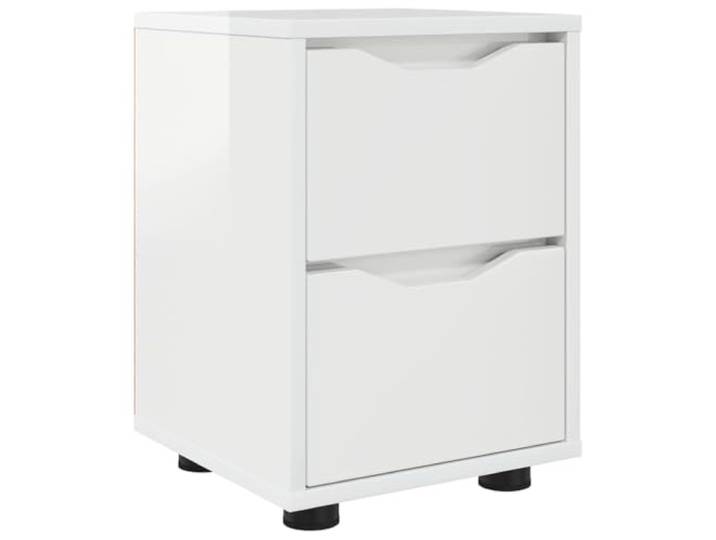 KUPTYERFG Nachttisch Hochglanz Weiß 30,5x30x43cm Holzwerkstoff Stilvoller Beistelltisch für das Schlafzimmer mit 2 Schubladen, höhenverstellbar und pflegeleichter Oberfläche.