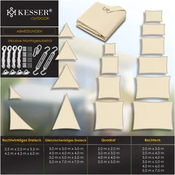 Kesser, Sonnensegel, Sonnenschutz Windschutz HDPE Gewebe wasserabweisend & windabweisend (500 x 300 cm)