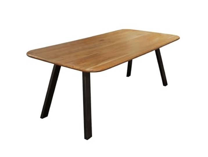 LC Home Esstisch Akazie Metallgestell Holztisch Akazienholz Massivholz Industrial Design (175x90cm)