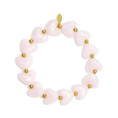 Perlenarmband ADELIA´S "LIVAYA", babyrosa, Armbänder, Damen, Edelstahl, Perlenarmband, Stylisch mit herzförmigen Perlen