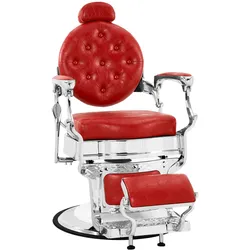 Barberpub Friseurstuhl hydraulische Friseursessel 3866/3860, mit Retro/ Vintage Stil, 360° drehbar, Kunstleder, Silberrahmen, 112 × 68 × 110 cm
