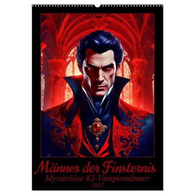 Männer der Finsternis - Mysteriöse KI-Vampirmänner (Wandkalender 2027 DIN A2 hoch), CALVENDO Monatskalender