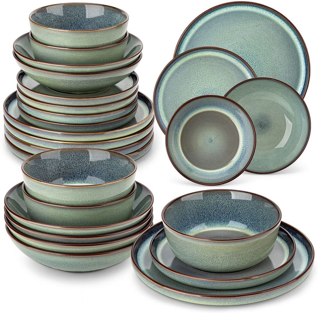 Blue Elephant Ceramic Stoneware Dinnerware Set No Piece - Service for 6 Green No