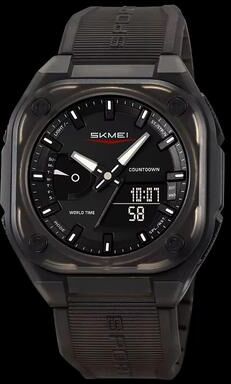 Inspired Finds SKMEI 2328 Dual Time Waterproof Sports Watch With 5 Alarms And Countdown Timer black Transparent