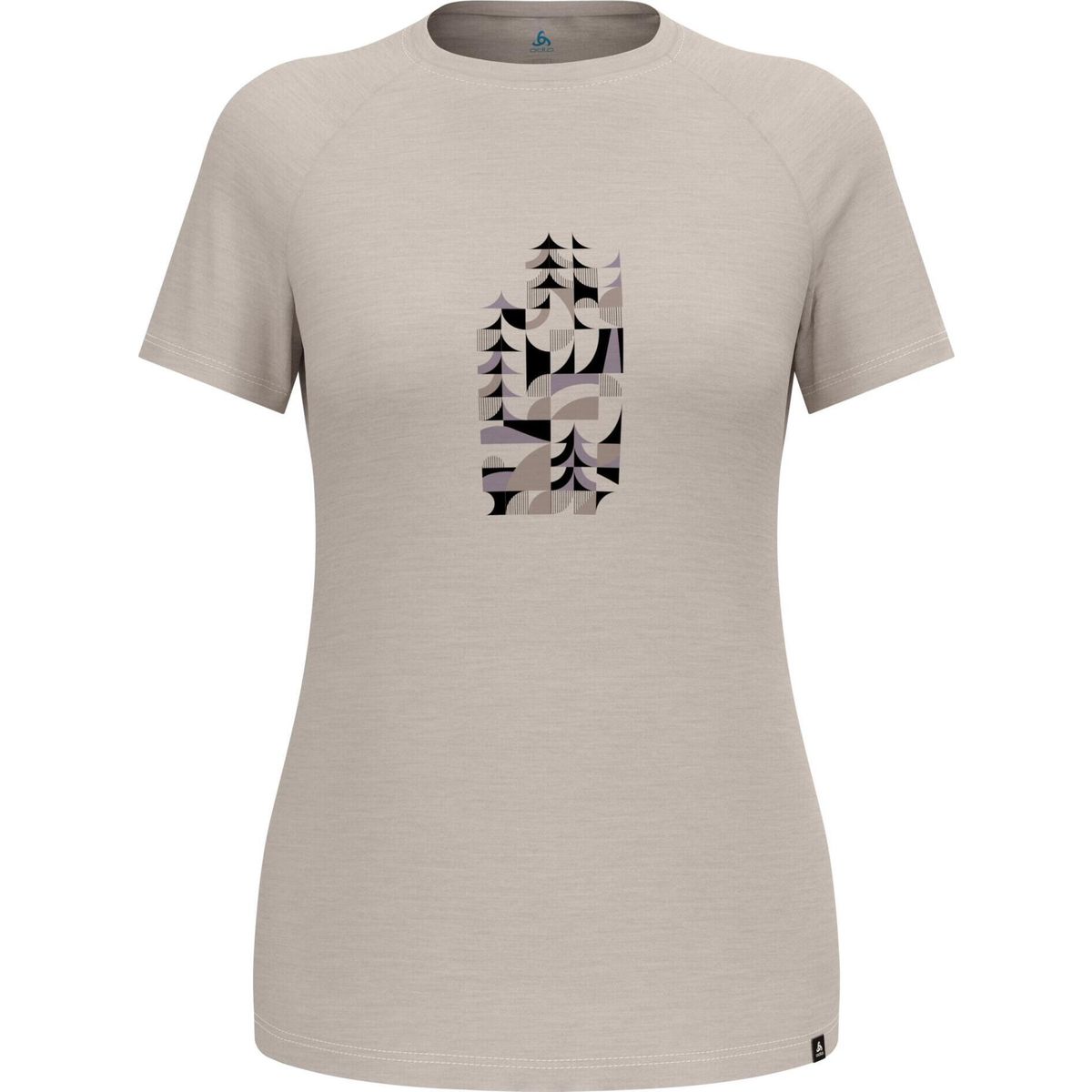 Odlo The Merino Blend 130 Print T-shirt silver cloud melange (10703) L 554631-10703-L