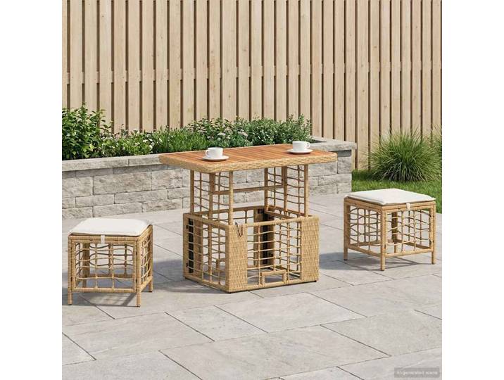 vidaXL Garten Essgruppe 3 stk. Natur und Weiß