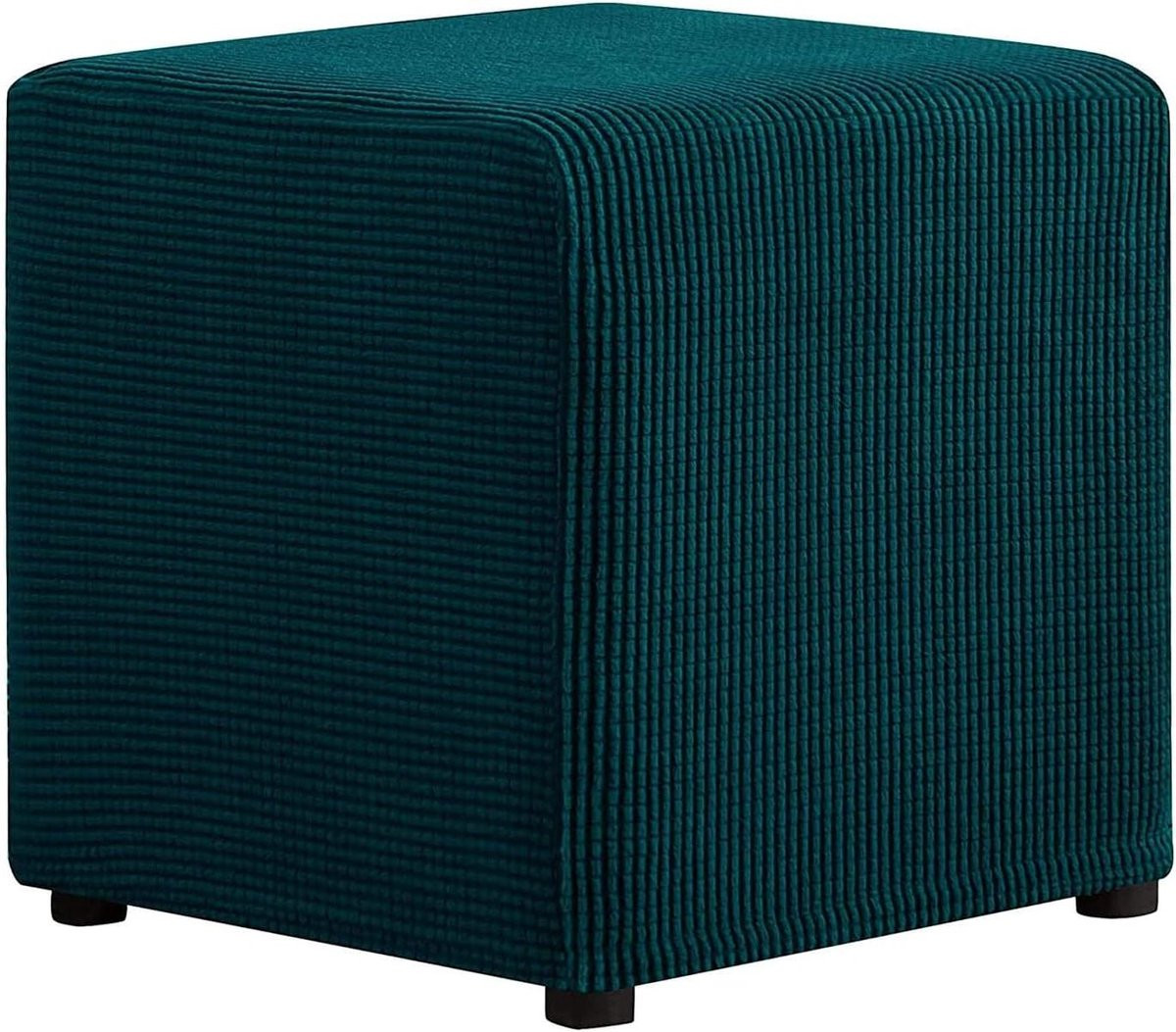 Elastische Pouf Hoes Voetenbank Protector Maat M Donkergroen Blauw