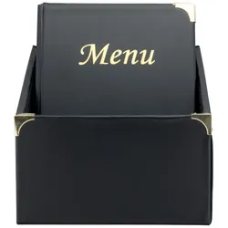 Securit® Box mit 10 Speisekartenhüllen A4 "Basic" - Schwarz - 4 Ansichten