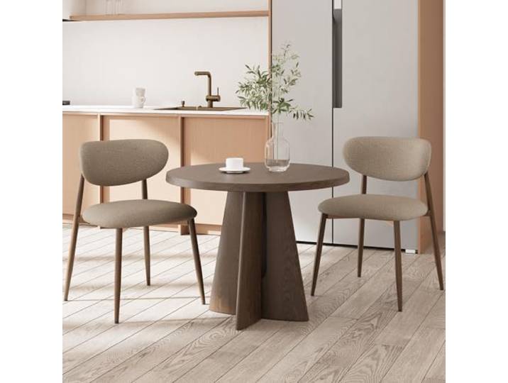 COLAMY Moderne Polsterstuhl Essstühle 2er Set, Küchenstuhl Esszimmerstühle mit Fester Rückenlehne, Stoff Esszimmerstühl mit Metallbeinen für Esszimmer, Küche, Restaurant, Kamel