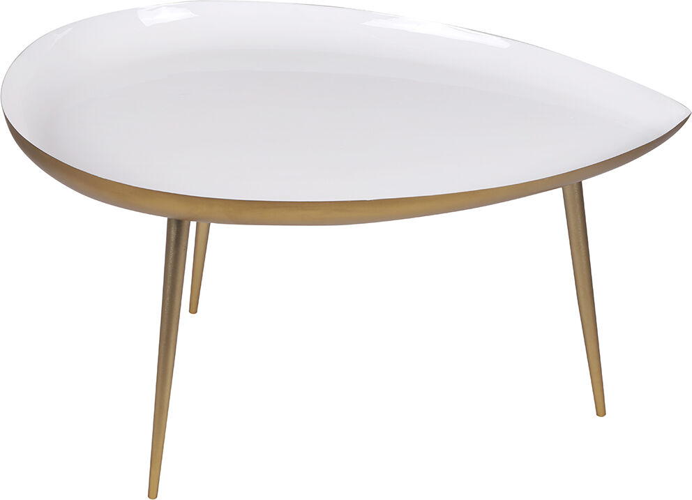 Miliboo Couchtisch lackierter Stahl weiß goldfarbene Füße DROP