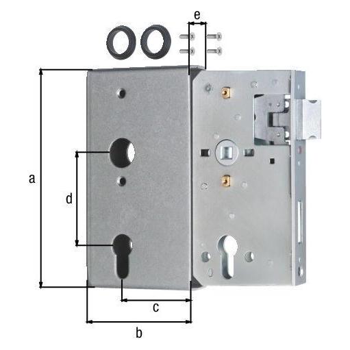 GAH Schlosskasten DIN links / rechts Mass A172xB94xC60 mm Mass E 30 mm Dornmass 60 mm (Profilzylinder) (417031)