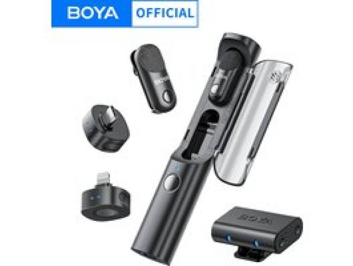 BOYA Magic Draadloze Lavalier Microfoon 4-in-1 Microfoon voor iPhone, Android, USB-C Telefoon, Camera voor Interview en Live Streaming