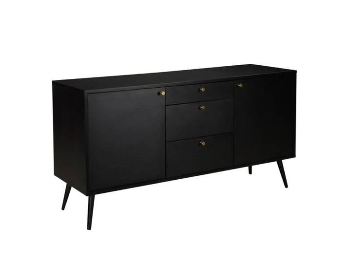 Buffet design effet bois foncé 2 portes 3 tiroirs 150 cm noir Milo - Oviala