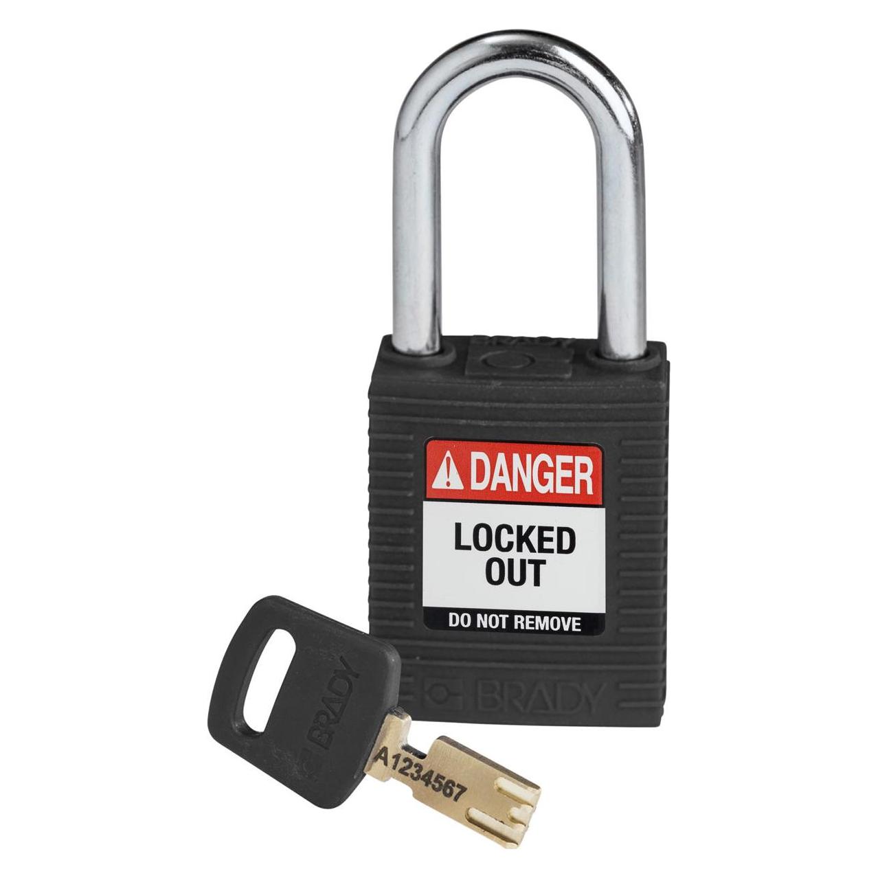 Brady SafeKey Nylon Lockout-Vorhängeschlösser (NYL-BLK-38ST-KD)