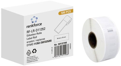 Renkforce Etiketten Rolle Kompatibel ersetzt DYMO DYMO 11352 54 x 25mm Papier Weiß 500 St. Permanent haftend Universal-Etiketten