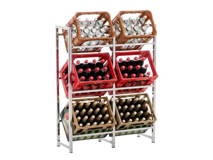 CLP Kastenständer Metall chrom, Chromfarben, 91x112x31 cm, Weinregale