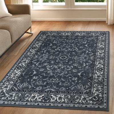 Teppich OTTO HOME "Ezzo, mit Bordüre, Kurzflor, Made in Belgium", grau, B:120cm H:7mm L:170cm, Polypropylen, Teppiche, Teppich, Orient-Optik, Teppich, Wohnzimmer, Esszimmer, Schlafzimmer