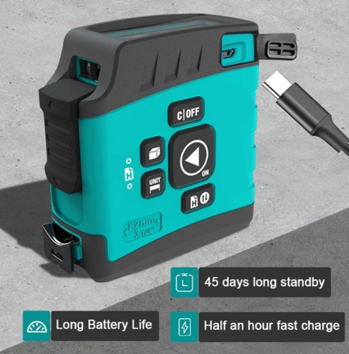 Luxe Draagbare Laser Afstandsmeter 60 M - Turquoise - Digitale Smart Afstandsmeter met Hoge Precisie