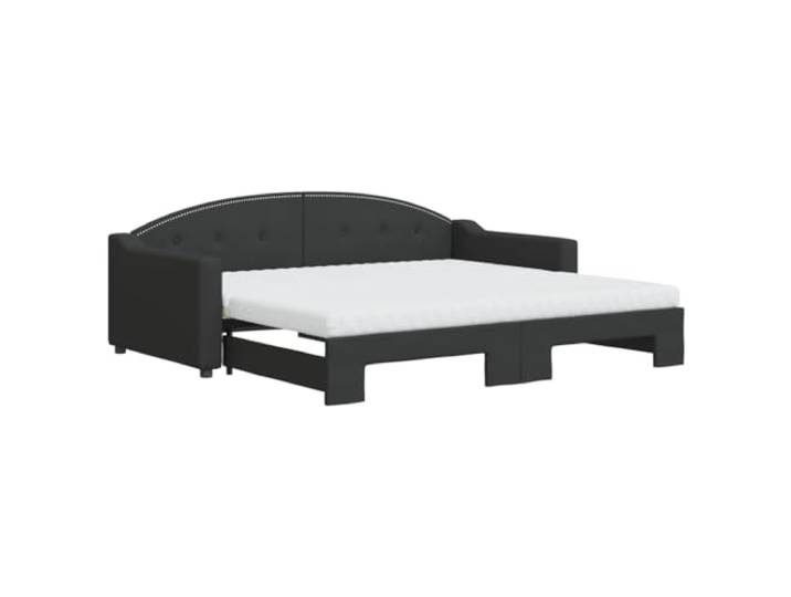 PUGYNBK Ausziehsofa mit Matratze, Stoff, schwarz, 90 x 190 cm 2 in 1, Struktur aus Holz und Metall, Lattenrost, 2 Schaumstoffmatratzen