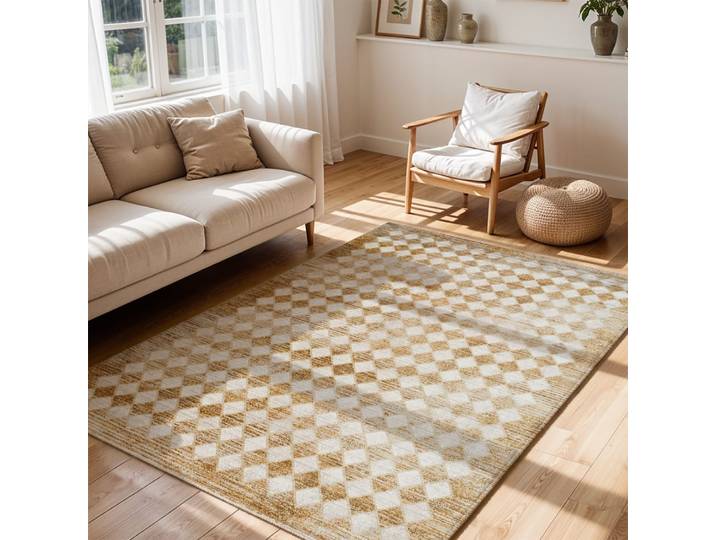 Galey alix x livabliss tapis géométrique taupe/moutarde 200x275