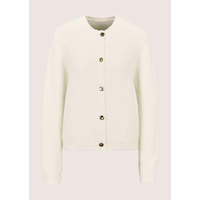 Strickjacke MADELEINE "Strickjacke Weiche Strickjacke mit Zierknöpfen", Damen, Gr. 34, wollweiß, Modern, gerade, Strickjacken Strickjacke