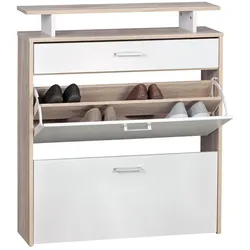 FineBuy Schuhkipper Schuhschrank Schuhregal 16 Paar Schuhe + Ablage + Schublade