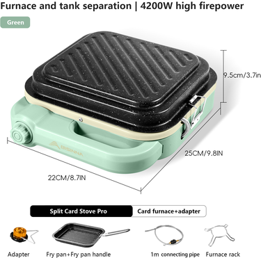 On Spot Shop Portable BISINNA Camping Gas Stove High Firepower Split Cassette Furnace Outdoor Gas Burner For BBQ, Hiking, Picnic green