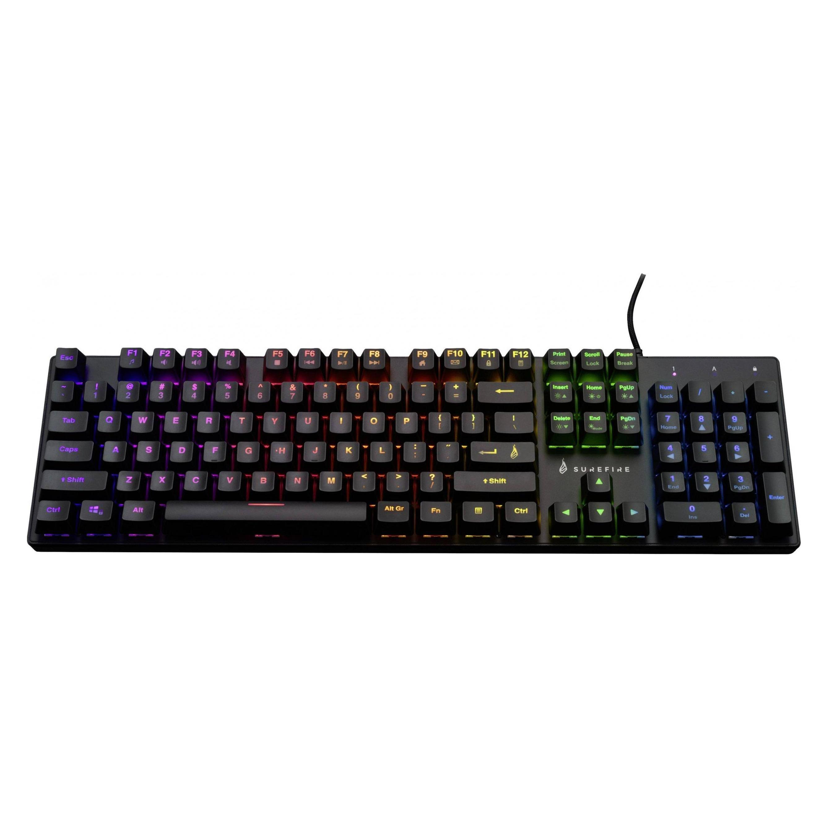 SureFire Gaming KingPin M2 Kabelgebunden, USB Gaming-Tastatur Beleuchtet, Multimediatasten US-Engli (US, Kabelgebunden) (48719)