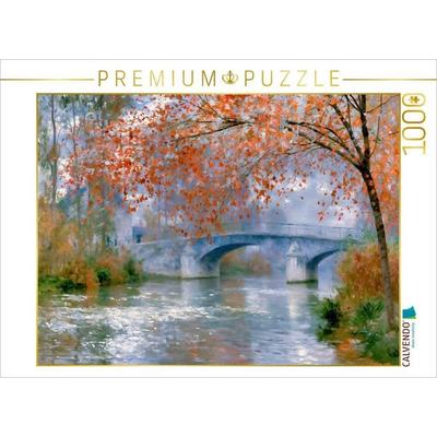 CALVENDO Puzzle Fluss mit Brücke im Herbst | 1000 Teile Lege-Größe 64x48cm Foto-Puzzle für glückliche Stunden, von , Calvendo Puzzle