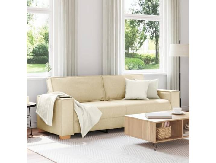 HEFZGDB Modernes Sofa 3-Sitzer Creme 180 cm Stoff mit abnehmbaren Kissen, bequem für Wohnzimmer und Schlafzimmer, rechteckiges Design, fleckenresistent und langlebig, stilvolle