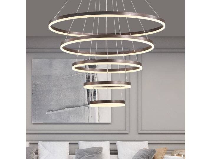 Moderne 5 anneau rond lustres de plafond pour salon salle à manger escalier suspension lampe Led décor à la maison pendentif luminaires