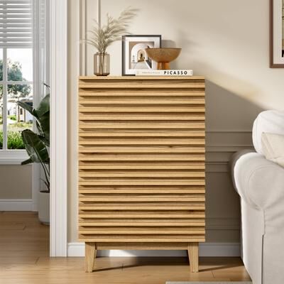 eclife "Fluted 4 Drawer Dresser 36"" Tall Modern Chest of Drawers"