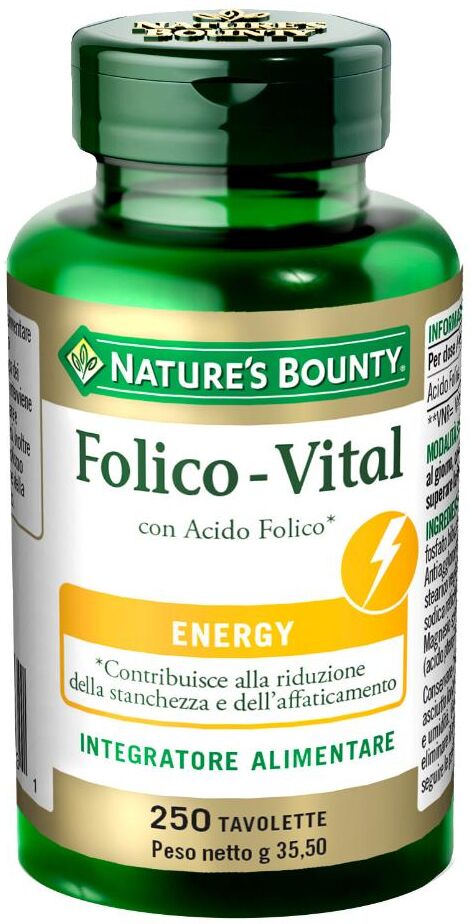 Nature's Bounty - Folico Vital con Acido Folico 250 Tavolette - Integratore Alimentare