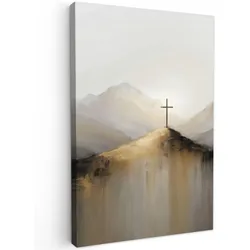 LEINWANDBILD Hügel - Abstrakt - Kreuz - Christentum Deko XXL 80x120 cm