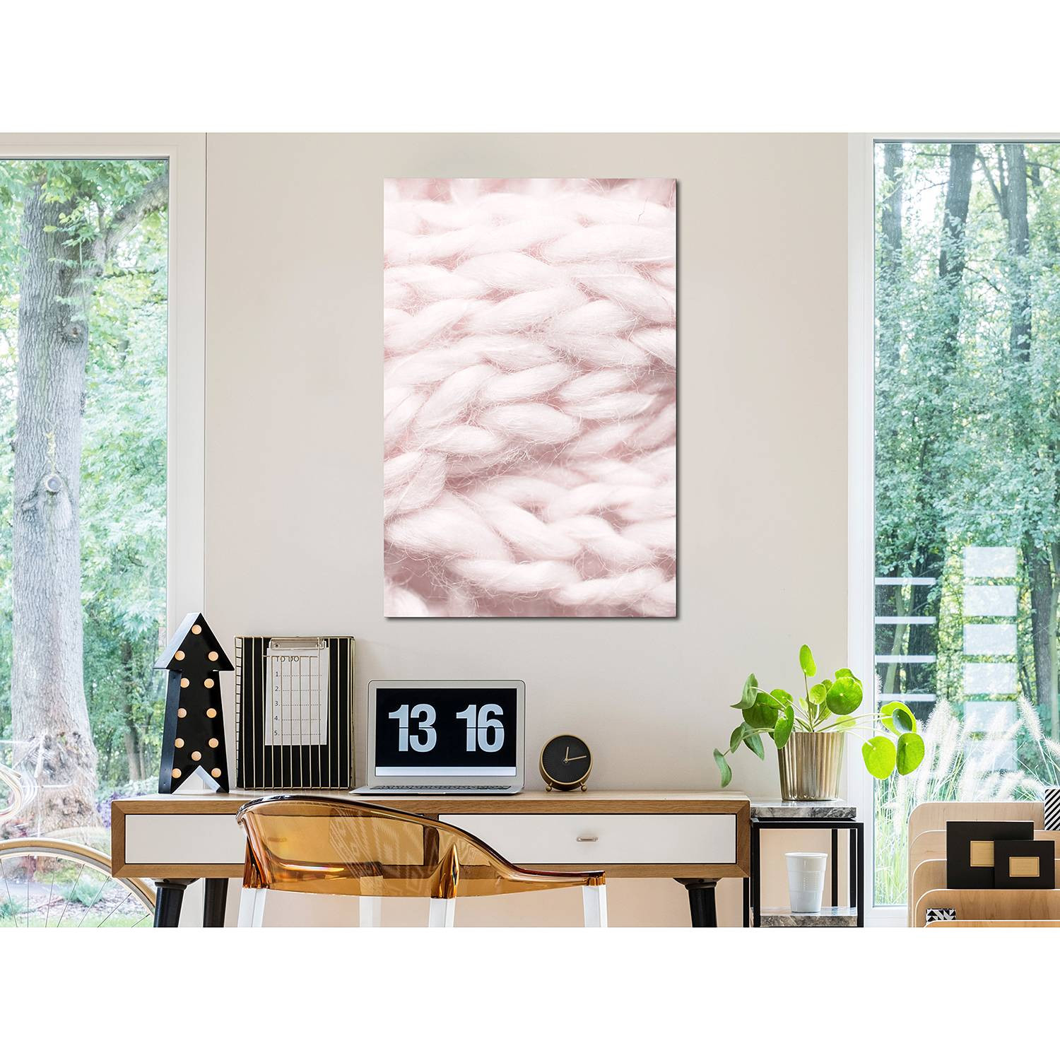 home24 Afbeelding Pastel Warmth abstract canvas linnen roze 40 x 60 cm