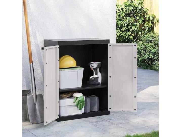 Casier de rangement Gris - Armoire de rangement - d'extérieur gris et noir 65x37x85 cm PP A16926