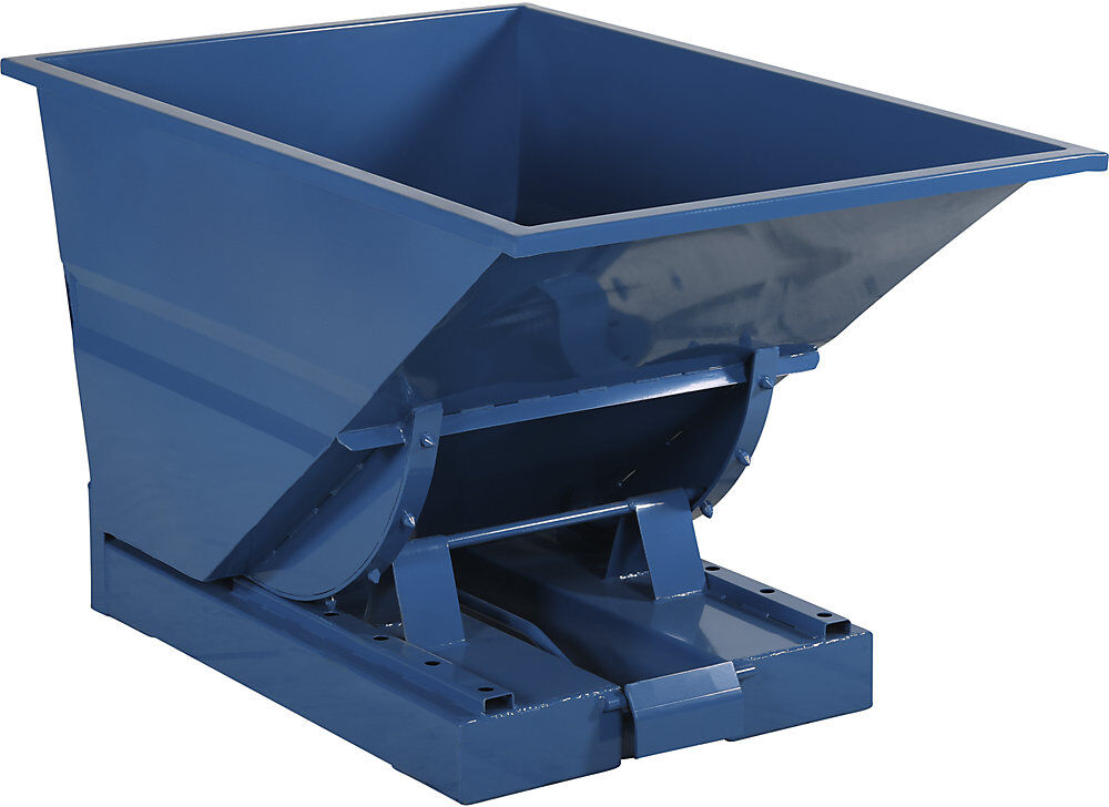 kaiserkraft Kippbehälter für leichte Güter, Traglast 600 kg, signalblau RAL 5005, Volumen 0,3 m³
